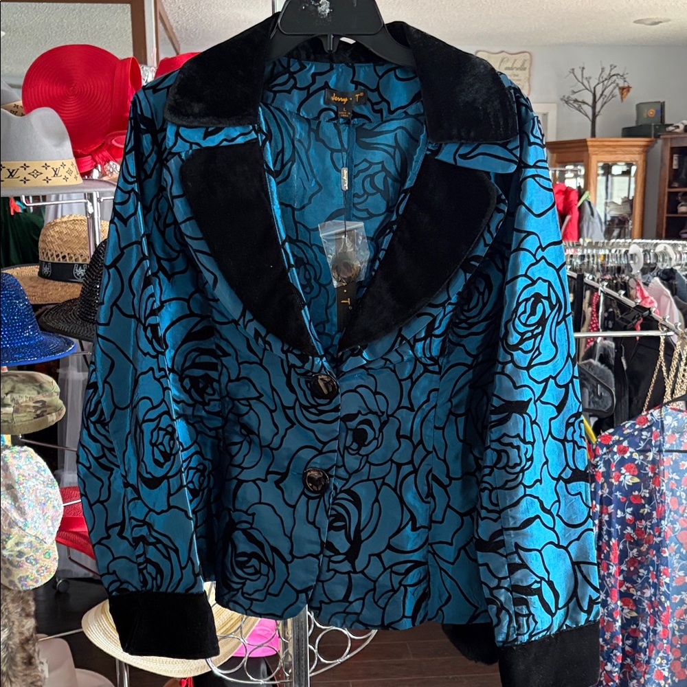 Vibrant Blue Floral Women's Blazer